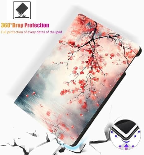 for Microsoft Surface Pro 7 Plus,Surface Pro 7/6/5/4 12.3" Tablet Case,Auto Wake/Sleep,Adjustable Stand Protective Cover - Vintage Cherry Blossom