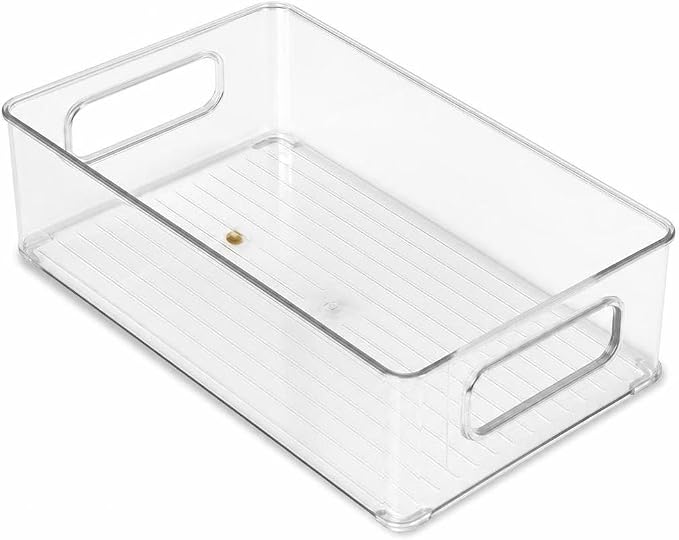 PET Storage Box Clear Acrylic Organizer Box Container Bin Drawer With Stackable Design And Smooth Easy Clean Surface Suitable for Jewelry Cosmetics, Transparent, Medium (25x15x7.5cm)