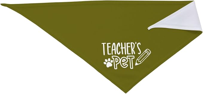 Teacher's Pet Dog Bandana,Funny Bandana Gift,Photo Prop Accessories for Dog Lovers Owner Gift,Triangle Reversible Fall Scarf, Adjustable (Green)