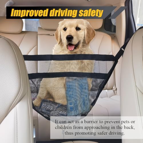 Car Mesh Organizer, Between Seat Car Organizer, Barrier of Backseat Pet Kids, Universal Car Interior Accessories Net Pocket Vehicle Mesh Organizer Suitable for Most Cars, SUVs (Black)