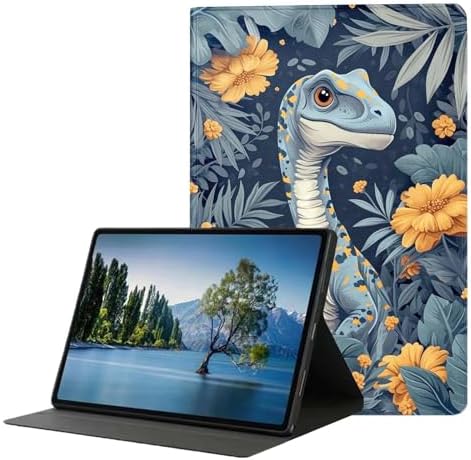 for Samsung Galaxy Tab A8 10.5 Inch 2022 (SM-X200/X205/X207) Tablet Case,Premium Leather Folio Stand Auto Wake/Sleep,Multiple Viewing Stand,Dinosaurs Tropical Leaves Flowers