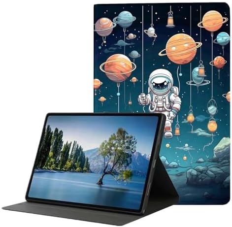 for Samsung Galaxy Tab A 8.0 2019(SM-T290/T295) Tablet Case,Premium Leather Folio Stand Auto Wake/Sleep,Multiple Viewing Stand,Cartoon Astronaut Planet