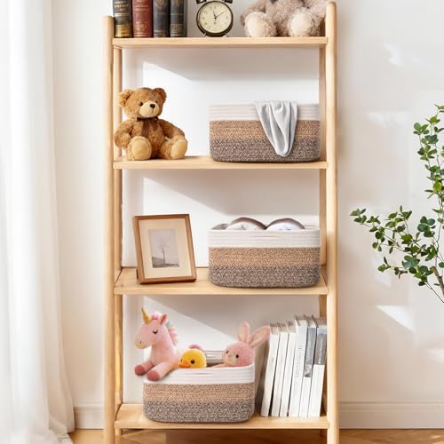 Storage Baskets for Shelves, 2 Pack Shallow Basket