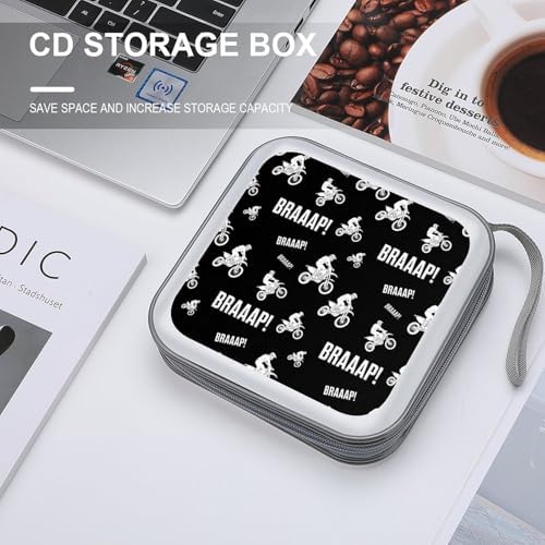 40-Disc Hard Shell Storage Wallet Dirt Bike Motocross, DVD CD Binder with Carry Strap, Portable Protective Organizer for Travel Office