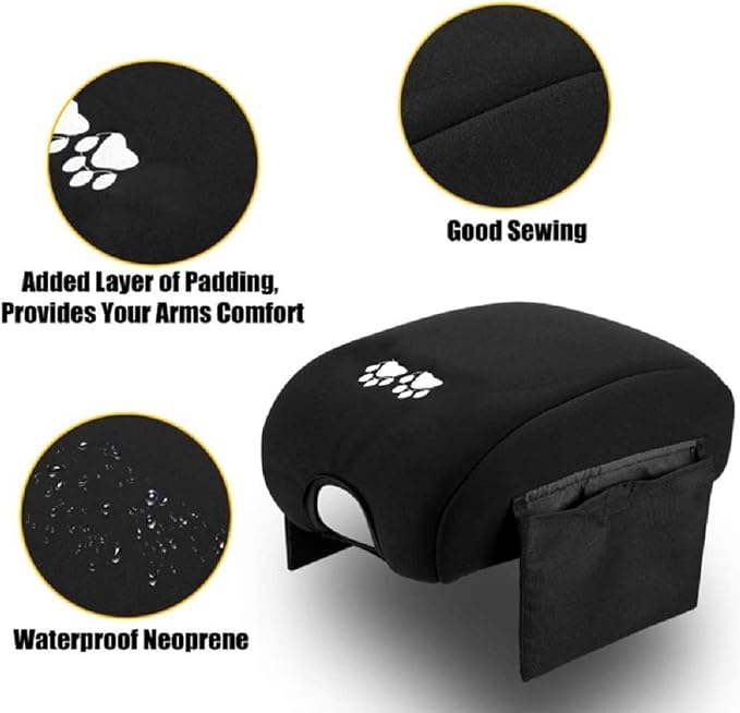 Center Console Cover for Jeep Wrangler JK JKU Sahara Armrest Pad Storage Organizer Interior Accessories Dog Protector Get Away from Pet Claws Sticky Fingers, Scratch Marks, Holes