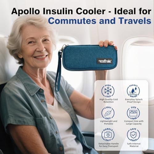 apollo walker Insulin Cooler Travel Case with Ice Packs and Insulation | TSA Approved Includes 2 x 90g ice packs for 9-hour cooling insulin pens & syringes for Diabetics to Carry (Teal)