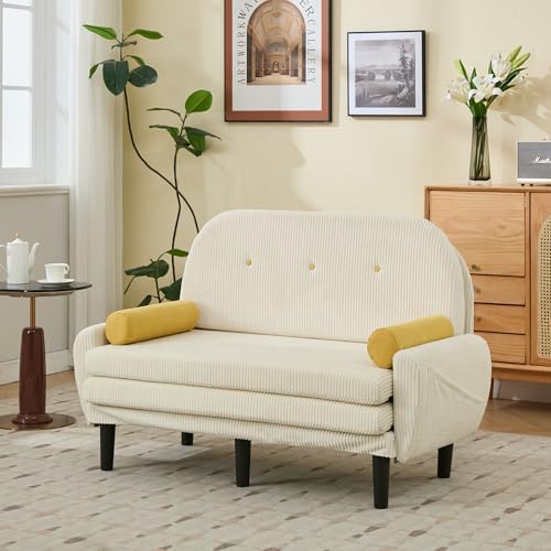 52" Corduroy Love seat Sofa Day Bed Recliner with Storage Pocket USB Charger Minimalist Design 2-Seat Sofa Set with Velvet Fabric for Living Room Office Apartment Black