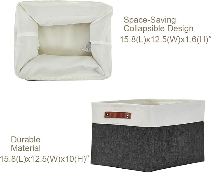 DECOMOMO Storage Bins, Extra Large Fabric Storage Baskets for Shelves 3Pack | 15.8 x 12.5 x 10 inches Decorative Linen Closet Organizers (Black & White)