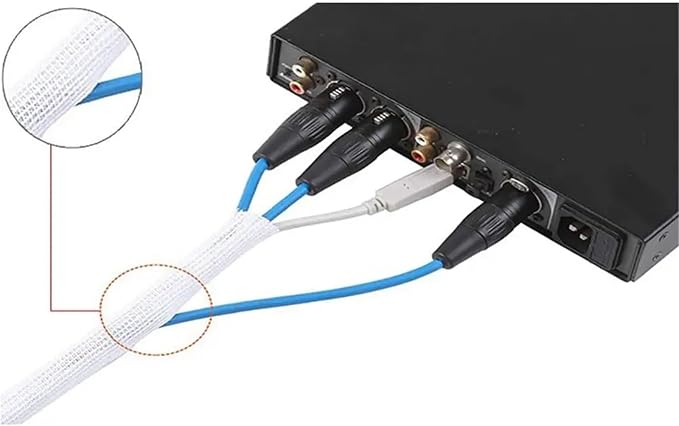 Expandable Cable Tidy Sleeve Cuttable Size PET Organiser Self Closing Insulated Wrap Suitable for USB Cables and Power Cords(13.0mm)