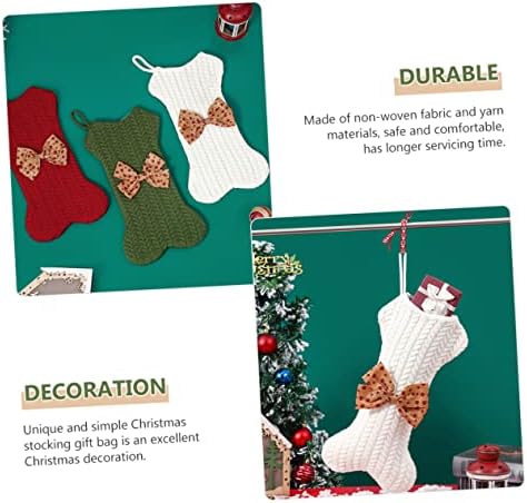 Unomor Xmas Stocking Bone Shape Pendant Bag Knitted Holiday Decor for Candy Storage Unique Christmas Hanging Decoration for Pets and Boys and Girls Soft and Lightweight Design