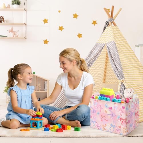 Collapsible Storage Basket Collapsible Fabric Laundry Basket with Handles | Spacious 15.7"×11.8"×11.8" size Folding Design Easy to Store Sturdy Fabric with Reinforced Handle Easy to Clean