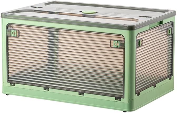 Aramox Clothes Storage Box, Clear Clothes Storage Organizer in Plastic PET, 4 Way Opening Lid Bottom Pulleys Transparent Bin for Bedroom Living Room Home Books Toys (Large 51.5x36x30)