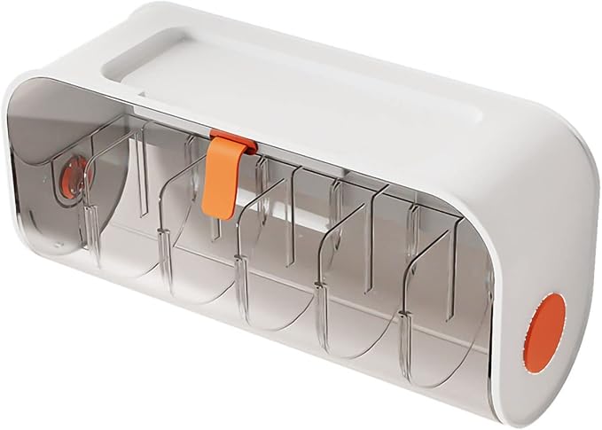 Wall-mounted Underwear Organizer | Punch-Free Transparent Drawer | Sock and Bra Organizer for Wardrobe – White, No-Drill Installation, PET Material, 6 Compartments Storage Box (24oz)