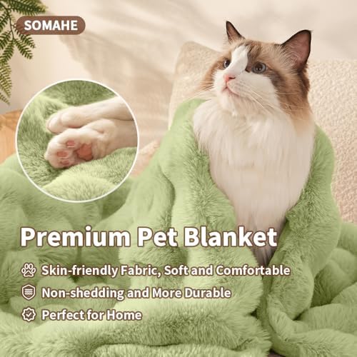SOMAHE Soft Faux Fur Cat Blanket, Washable, Small 22x18 Fruit Green