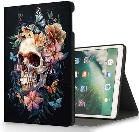 for Microsoft Surface Pro X/Pro X Plus-13 2019/2020/2021/2024 Tablet Case,Auto Wake/Sleep,Adjustable Stand Protective Cover - Skull Flower Butterfly