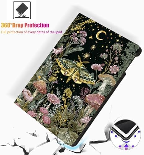 for Microsoft Surface Pro 11/10/9-13" 2024/2022 Tablet Case,Auto Wake/Sleep,Adjustable Stand Protective Cover - Moth Mushroom Starry Night