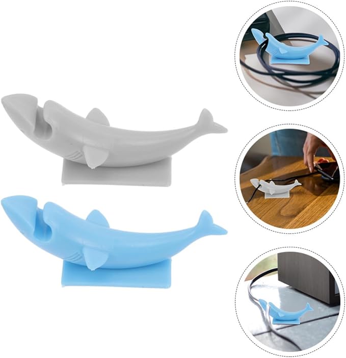 2pcs Blue Silicone Cord Management Winder with Self Adhesive Animal Shape Design Lightweight Cable Organizer for Appliances, for Home Wall Decoration