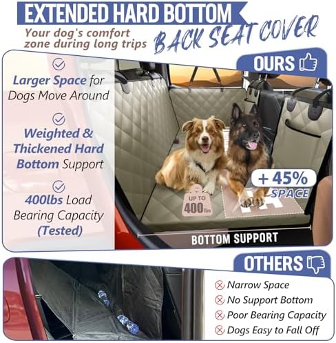 Dog Truck Seat Cover for Back Seat, Hard Bottom Pet Hammock, XL