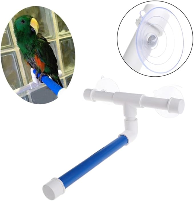LIOOBO Bird Shower Stand Suction Cups Portable Parrot Perch for Bathing Wall-Mounted Bird Bath Stand Toy for Parrots