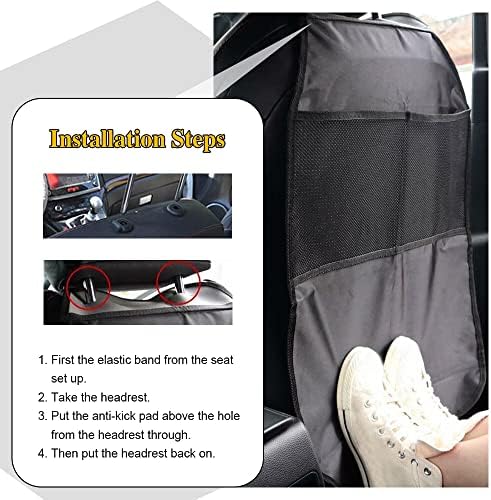 deemars Kick Mats with Organizer, Waterproof Kick Mats Backseat Protector, Durable Car Seat Back Protectors for Vehicles to Protect from Dirt, Mud & Scratches, Fits Most Vehicles