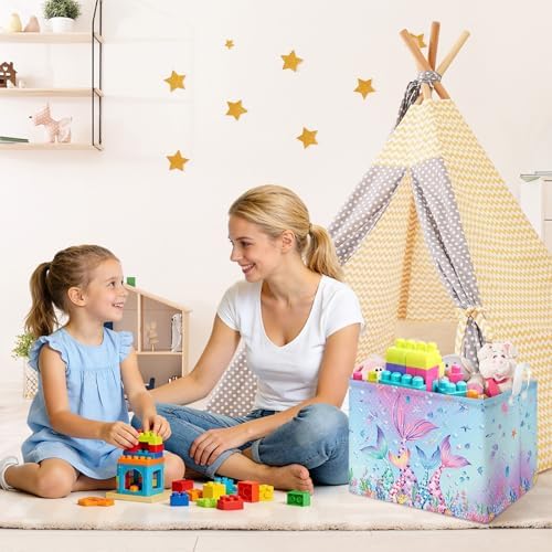 Collapsible Storage Basket Collapsible Fabric Laundry Basket with Handles | Spacious 15.7"×11.8"×11.8" size Folding Design Easy to Store Sturdy Fabric with Reinforced Handle Easy to Clean