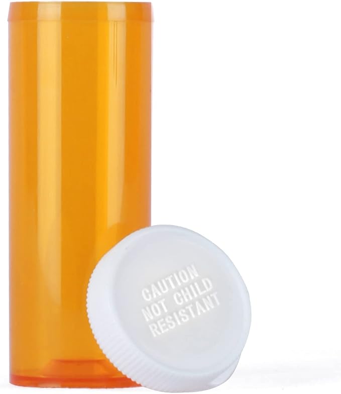 Empty Plastic Pill Bottles with Easy Open Snap Caps (Not Child Resistant), Prescription Medication Vials, Clear Containers, Pill Cases Dispenser Organizers (16 Dram, 12pcs)