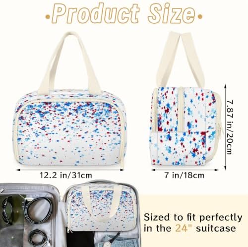 Red Blue Stars Travel Toiletry Bag for Women