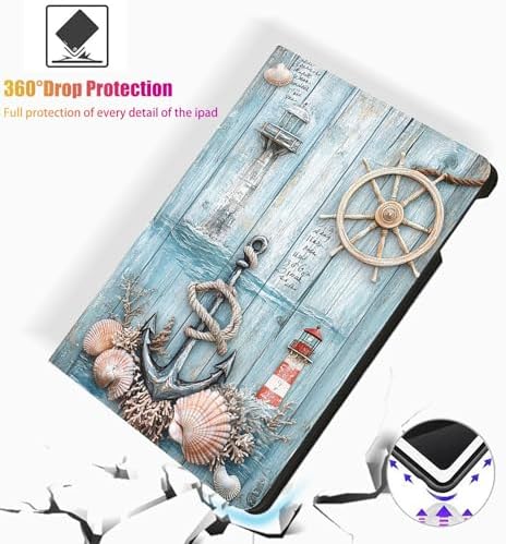 for Microsoft Surface Pro 8-13" 2021 Tablet Case,Auto Wake/Sleep,Adjustable Stand Protective Cover - Nautical Lighthouse Anchor