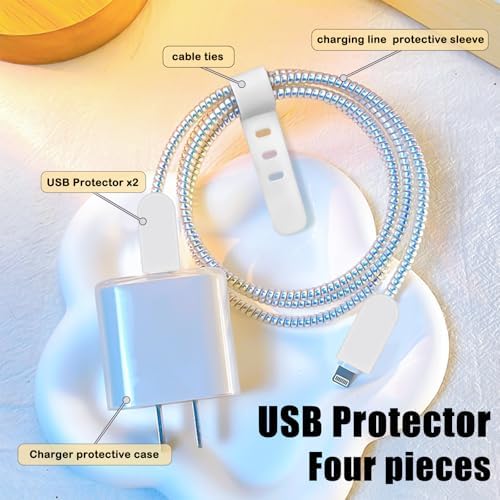 CameCosy DIY Cable Protector for iPhone, Unique Design Transparent Charger Cover Clear Silicone Wire Saver Soft Protector for iPhone 11 12 13 14 15 Plus Pro Max XS
