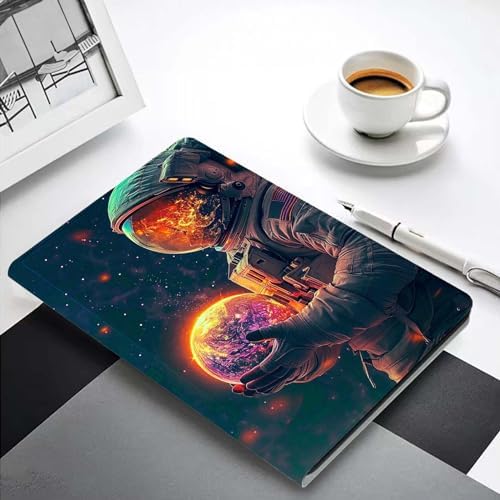 for Samsung Galaxy Tab S9 Plus/S9 FE Plus 5G 12.4 Inch 2023 Tablet Case,Premium Leather Folio Stand Auto Wake/Sleep,Multiple Viewing Stand,Astronauts Planets Pattern