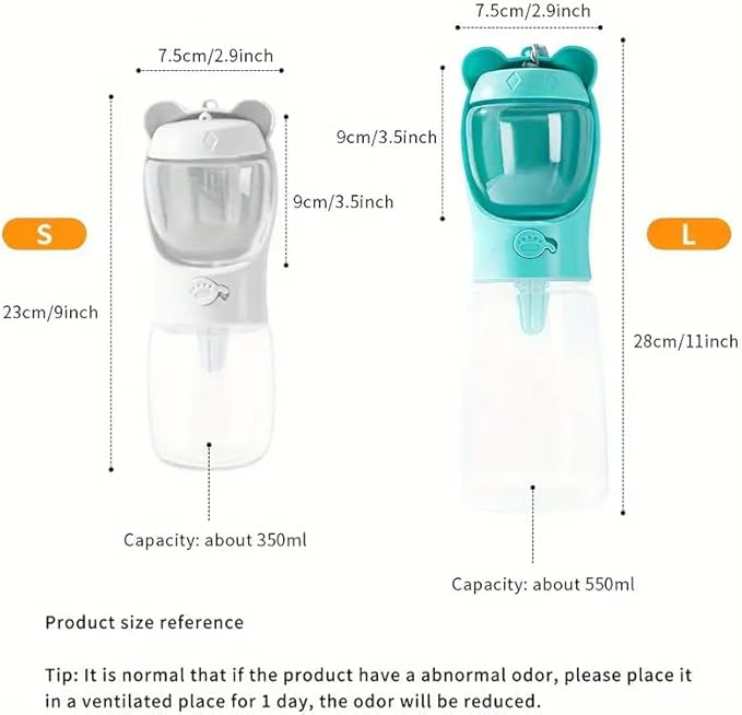 Outdoor Water Bottle for a Dog, Portable pet Water Bottle with Food Container, Leak Proof Dog Travel Water Bottle, Dog Water Bottle for Outdoor Walking and Hiking (Blue, 18.6 OZ)
