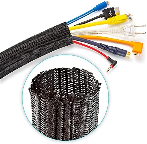 Maximm Cable Management Wire Loom 30ft 3/4 Inch Black Split Cord Protector