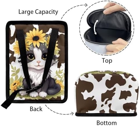 Car Trash Can Cars Waste Basket with Lid Storage Pockets for Disposable Garbage Bag Multipurpose Collapsible Car Organizer, Cat Sunflower Cow Print