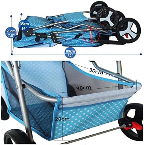 Dog Stroller, Pet Strollers for Small Medium Dogs & Cats, 4 Wheels Dog Jogging Stroller Folding Doggy Stroller with Storage Basket Traveling Strolling Cart,Black Polka dots