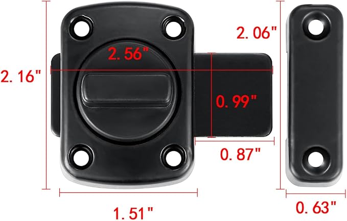 3 Pcs Black Rotating Bolt Latch,Zinc Alloy Cabinet Lock_B | Pet Door Lock, Barn Door Latch,for Drawer,Storage Box,Locker,Closet,Pet Cage,Wine Cabinet,Protect Privacy