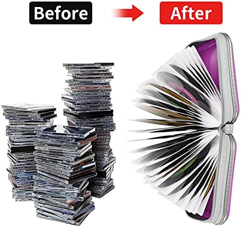 UENTIP DVD Case,48 Capacity CD Case Portable Holder,For Car Home Travel | CD Holder DVD Case, Smooth Double Zipper, Hard Plastic Shell, Scratch-Resistant, Slip-Resistant Tab, Blu-ray/CD/DVD Storage