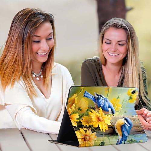for Samsung Galaxy Tab S8 2022/Tab S7 2020 11" Tablet Case(Model SM-X700/X706/T870/T875/T878),Premium Leather Folio Stand Auto Wake/Sleep,Multiple Viewing Stand,Bluebirds and Flowers