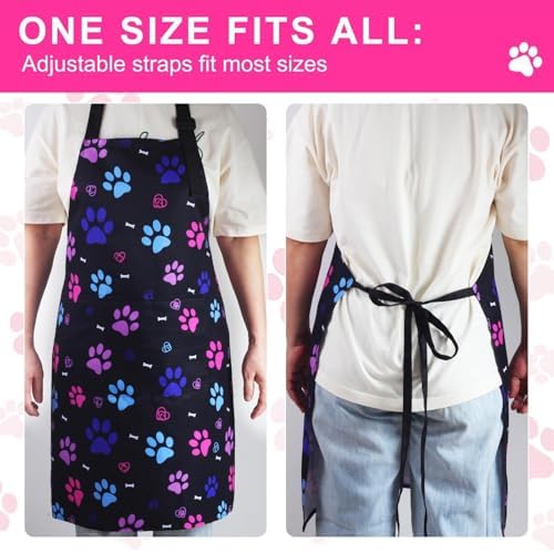 Dog Grooming Water-repellent Apron with 2 Pockets, Animals Puppy Dogs Pets Kitchen Chef Aprons for Grooming Cooking