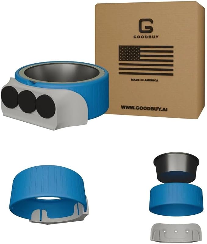 Pet Station Elevated Dog Bowl Stand for 6.8 in. Bowls - 3D Printed Dog Feeder - Adjustable Height Legs and Magnetic Fridge Mount Feeding Station - Made in USA (Blue, Bowl + MagneticMount)