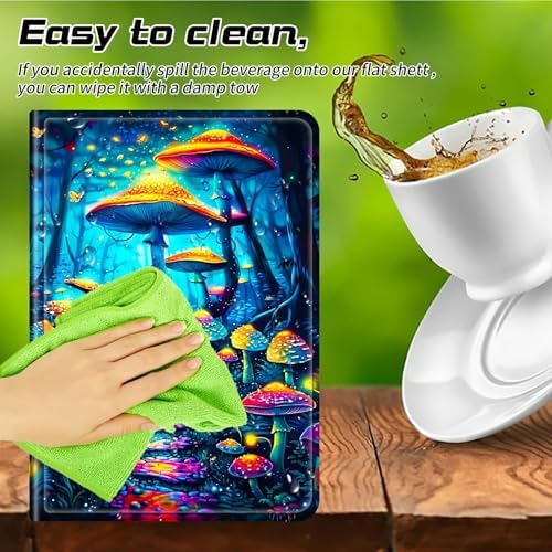 Universal Tablet Case for T-Mobile Revvl Tab 2 10.1" 2025/Revvl Tab 5G 10.36" 2023, 360 Degree Rotating Kickstand Protective Stand PU Leather Shell Cover for 9"-10.5", Blue Forest Mushroom