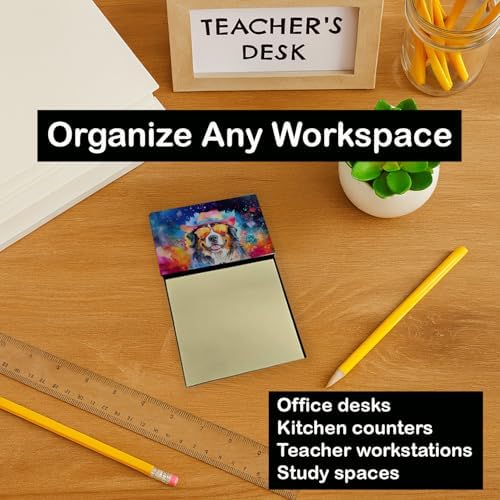 Caroline's Treasures Bernese Mountain Dog Hippie Dawg Sticky Note Holder Refillable Dispenser Self-Sticky Note Pads, Memo Pads Blank Desk Accessories