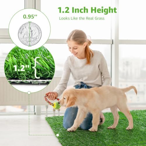 Artificial Dog Grass Pad 2 Pack，20"x 25" Replacement Fake Grass Turf Mat | Easy to Clean, with Drainage, Reusable, Realistic, Fake Grass Mat, for Apartment, Balcony, Outddor Use