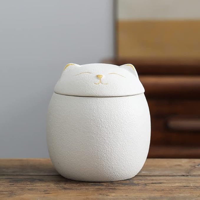 Ceramic Jar Cat Candy Dish Sugar Bowl Storage Jar Canister with Seal Lid