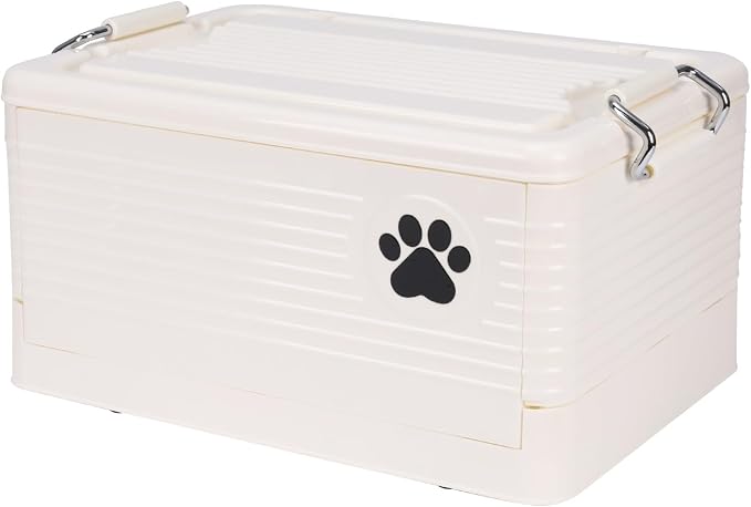 Dog Toy Basket Medium, Collapsible Pet Toy Organizer Box,Outdoor Dog Toy Bin,Waterproof Durable Plastic Bin for Toys, Leashes, and Accessories