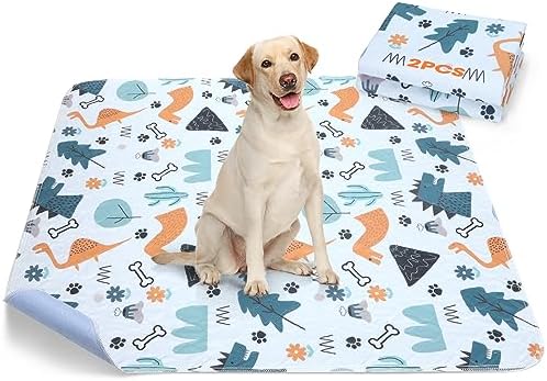 FURTIME Washable Pee Pads for Dogs, Super Absorbent, 2 Pack 48"x48" Blue | Reusable Pads for Dog Training Pads, 100% Waterproof Non-Slip Pee Pads Whelping Pads Dog Playpen Pads Crate Mat Bed Pads