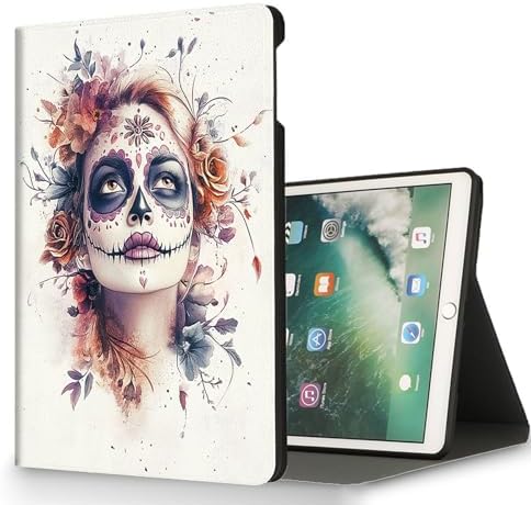 for Microsoft Surface Pro X/Pro X Plus-13 2019/2020/2021/2024 Tablet Case,Auto Wake/Sleep,Adjustable Stand Protective Cover - Sugar Skull Flower