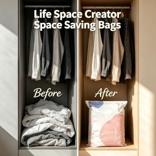 Large 3D No Pump Vacuum Storage Bags, Roll-To-Seal 3s Fast Compression, Thickened Reusable Airtight Space Saver for Clothes, Duvets, Bedding & Travel