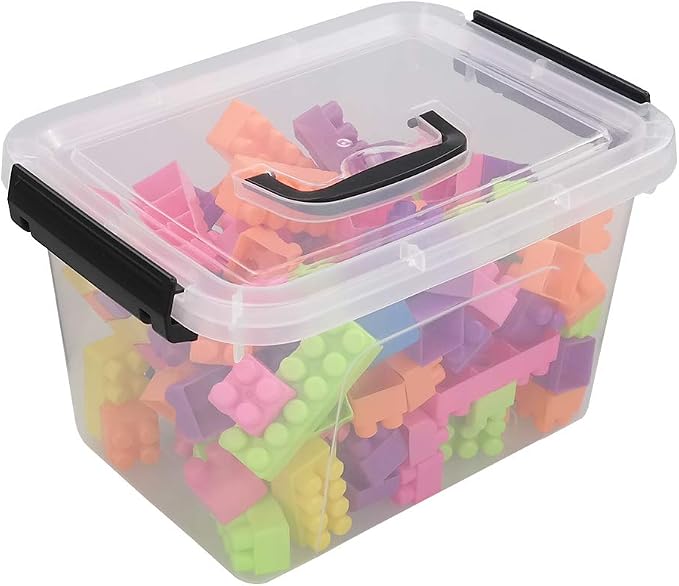 4-Pack Clear Storage Boxes, 5 L Plastic Storage Latch Box
