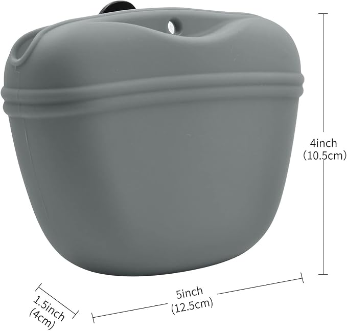 AUDWUD Silicone Dog Treat Pouch with Clicker Magnetic Closure Secure Clip | Upgraded clip keeps your treat pouch secure during training.Magnetic closure allows fast one hand access.Includes dog click