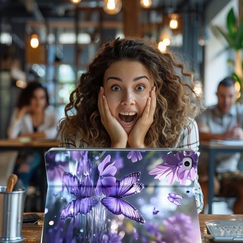 for Microsoft Surface Pro 11/10/9-13" 2024/2022 Tablet Case,Auto Wake/Sleep,Adjustable Stand Protective Cover - Purple Butterfly Flower